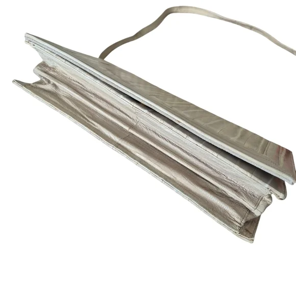 Vintage 80s Korean Eel Skin Shoulder Clutch Bag Removable Strap - Picture 7 of 12